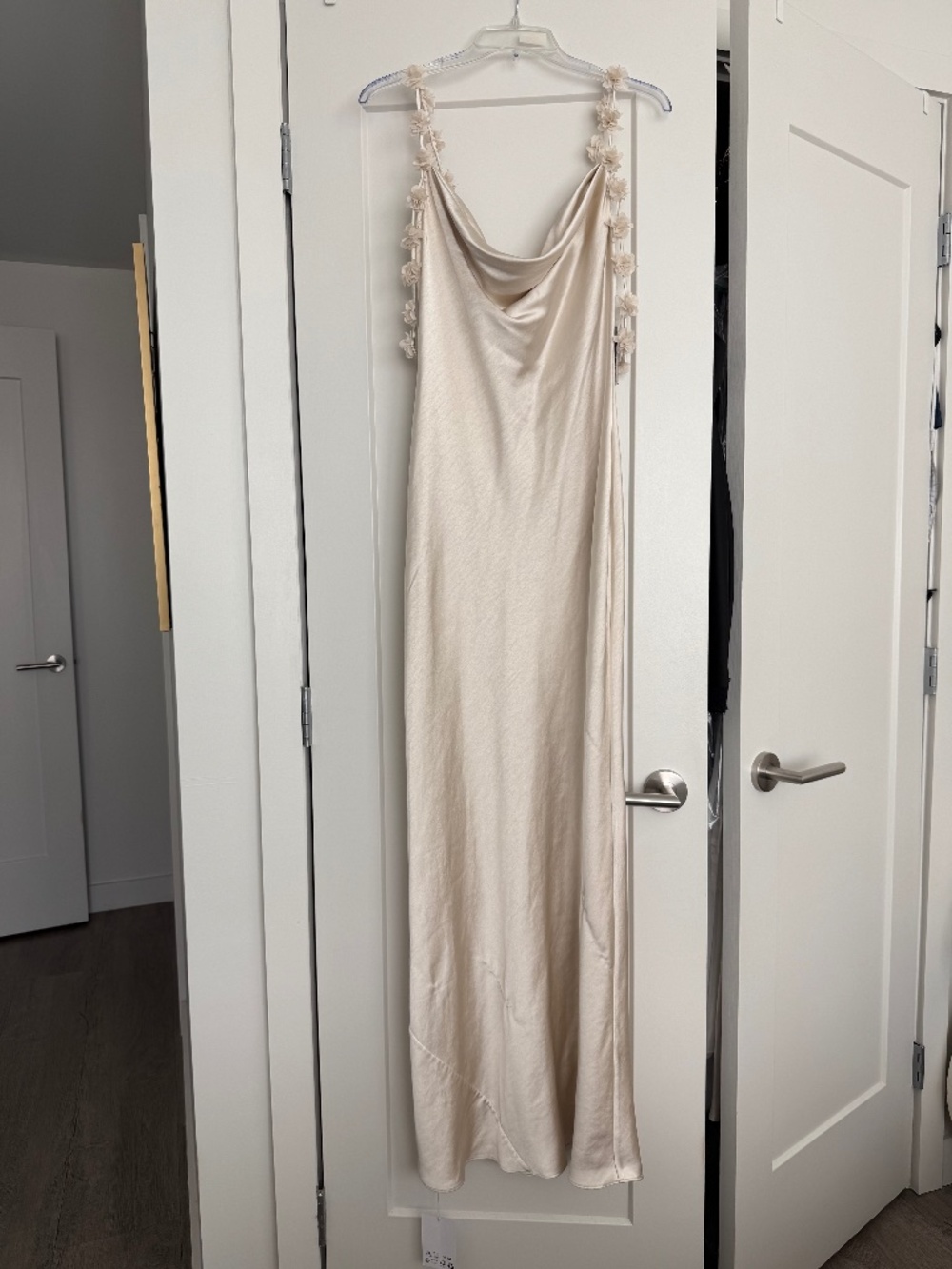 Self-Portrait Champagne Satin Flower Maxi Dress - Picture 5 of 5
